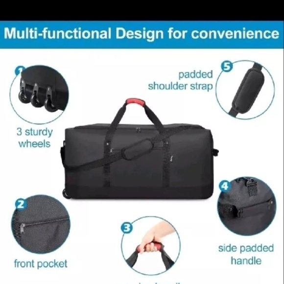 Finnhomy 120L Folding 3 Wheeler Travelng Bag - Picture 4 of 11